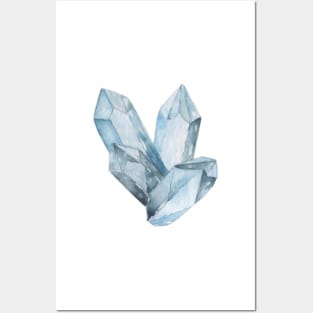 Blue crystals watercolor Posters and Art